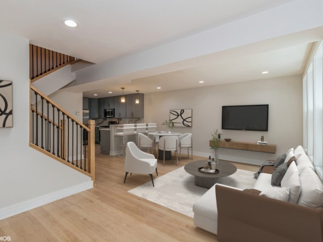 living room featuring light hardwood / wood-style flooring