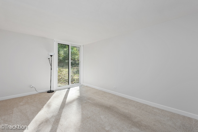 unfurnished room featuring light colored carpet