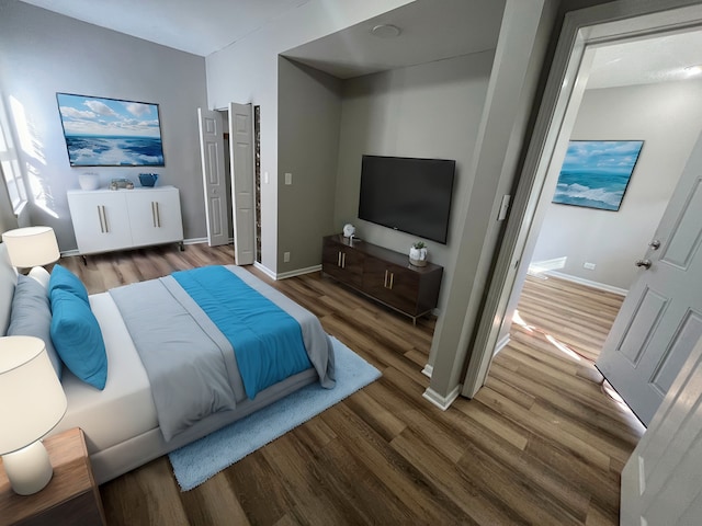 bedroom featuring dark hardwood / wood-style floors