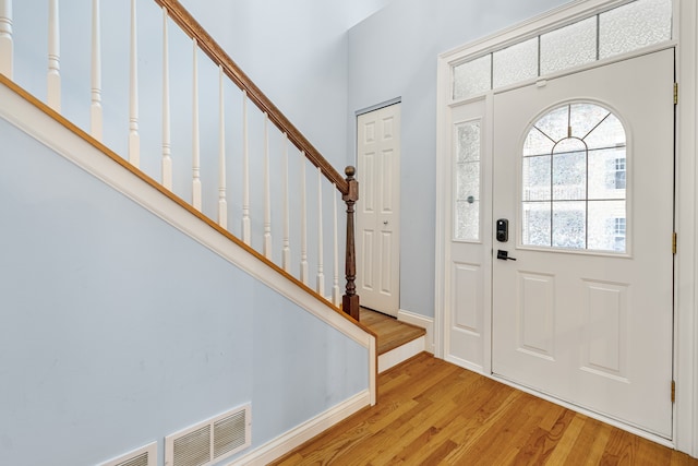 entrance foyer featuring light hardwood / wood-style flooring