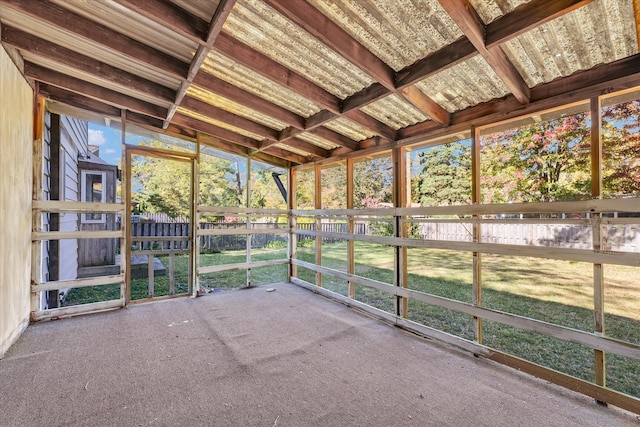 view of unfurnished sunroom