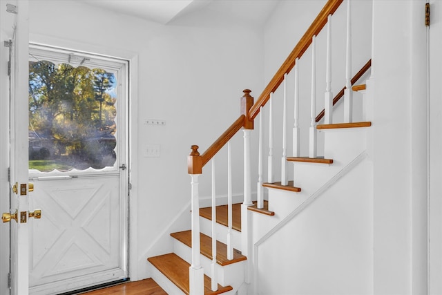 foyer with light hardwood / wood-style flooring