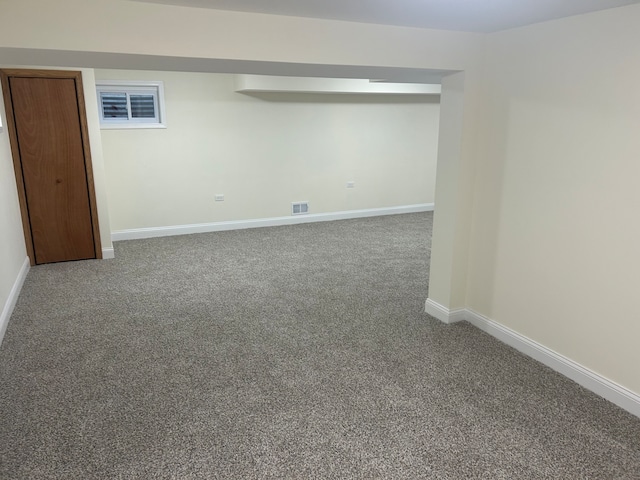 basement featuring carpet floors