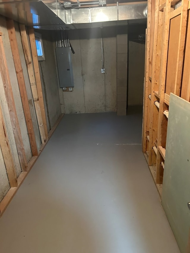 basement with electric panel