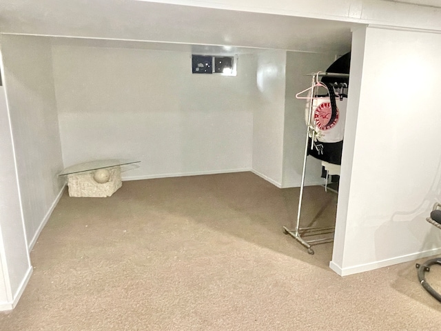 basement with carpet floors