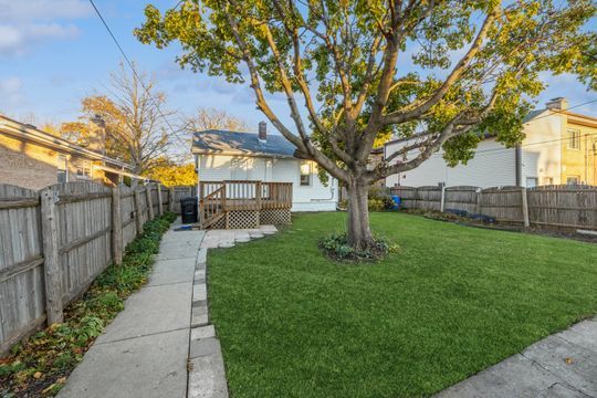 view of yard featuring a wooden deck