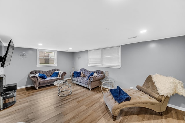 living room with hardwood / wood-style floors