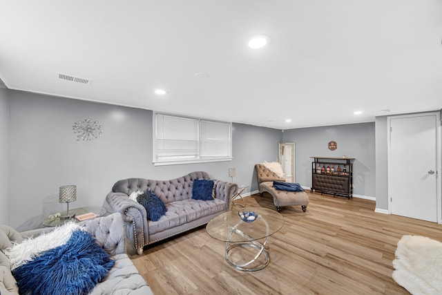 living room featuring light hardwood / wood-style flooring