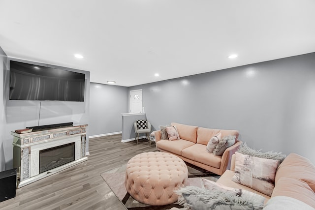 living room with hardwood / wood-style floors