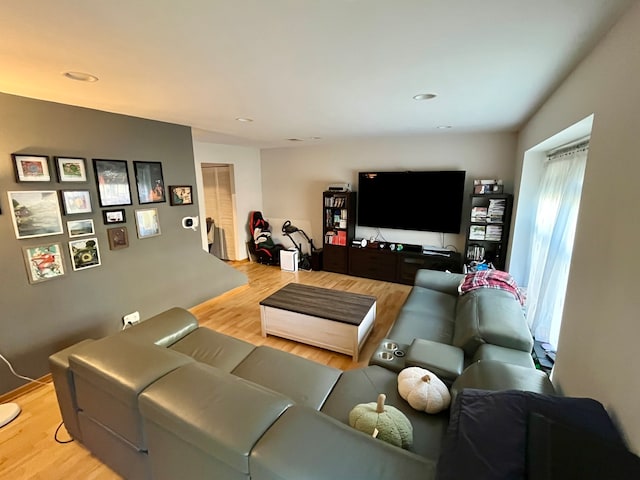 living room featuring light wood-type flooring