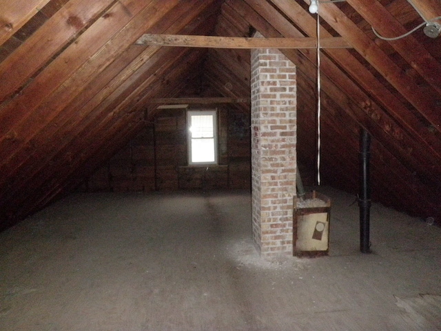 view of unfinished attic