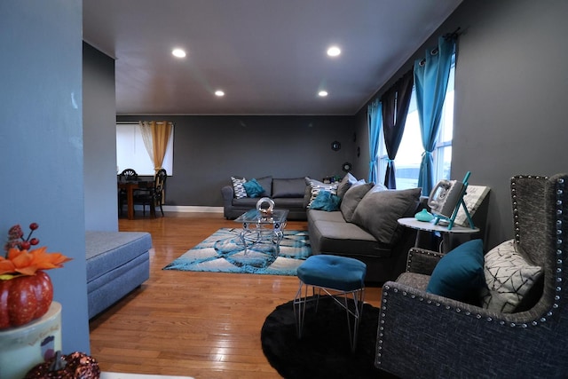 living room featuring light hardwood / wood-style floors