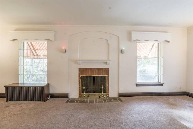 2206 W Lunt Ave, Chicago, IL 60645 - carpeted living area featuring radiator heating unit, a tile fireplace, and baseboards