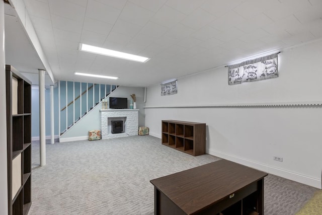 basement with carpet floors