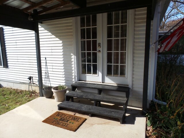 property entrance with french doors