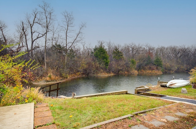 view of water feature featuring a dock