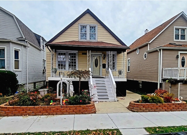 view of front facade featuring covered porch