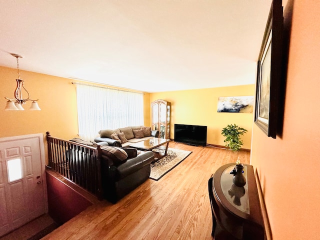 living room with hardwood / wood-style floors