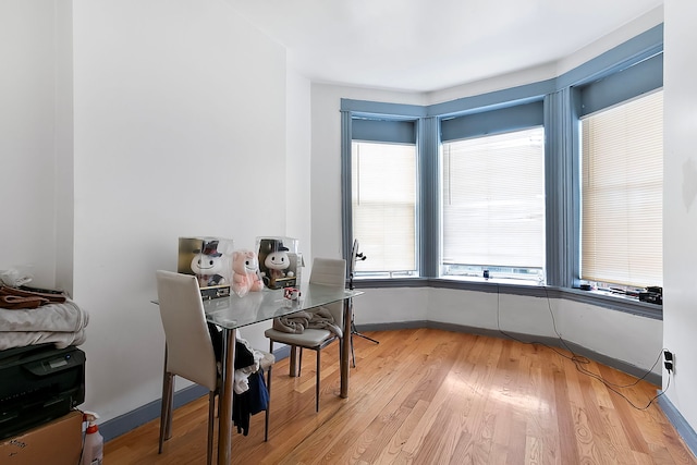 dining room with light wood-type flooring