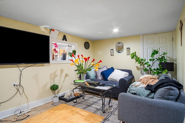 view of tiled living room