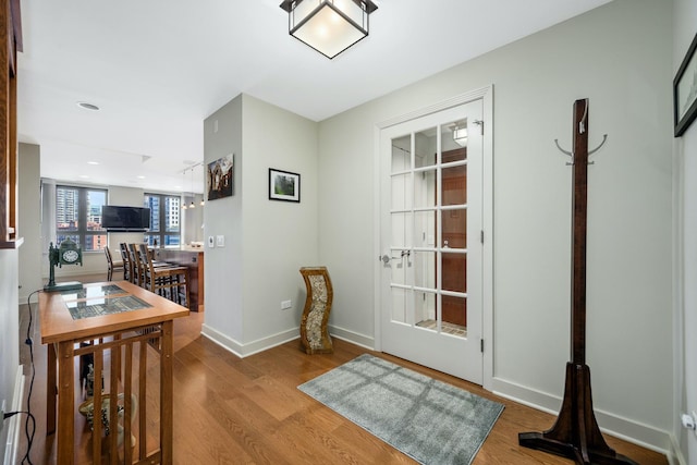 foyer entrance featuring light hardwood / wood-style flooring