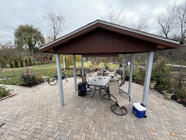 view of patio / terrace featuring a gazebo