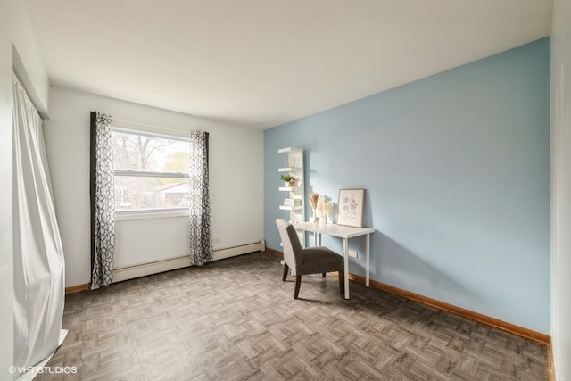 office area featuring light parquet floors