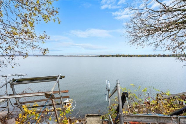 view of dock featuring a water view