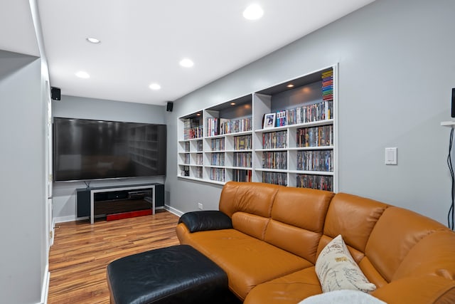 living room with wood-type flooring