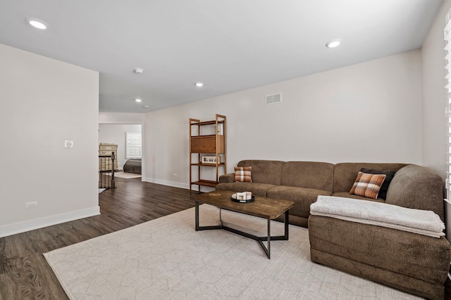 living room featuring hardwood / wood-style flooring