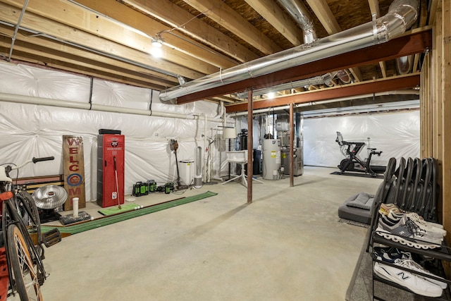 basement featuring water heater