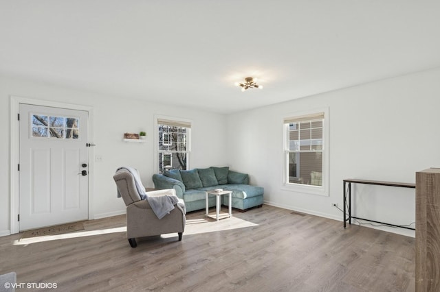 living room featuring light hardwood / wood-style flooring