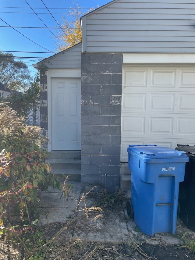 view of garage