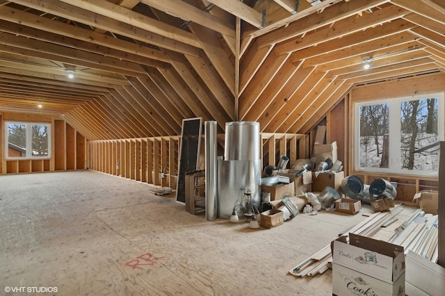 view of unfinished attic