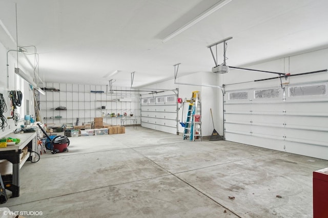 garage with a garage door opener