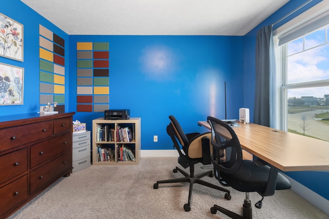 view of carpeted home office