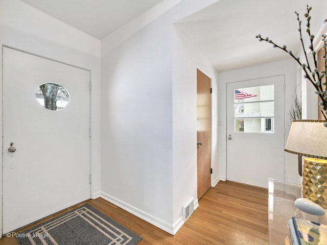 foyer entrance featuring light hardwood / wood-style flooring and a wealth of natural light