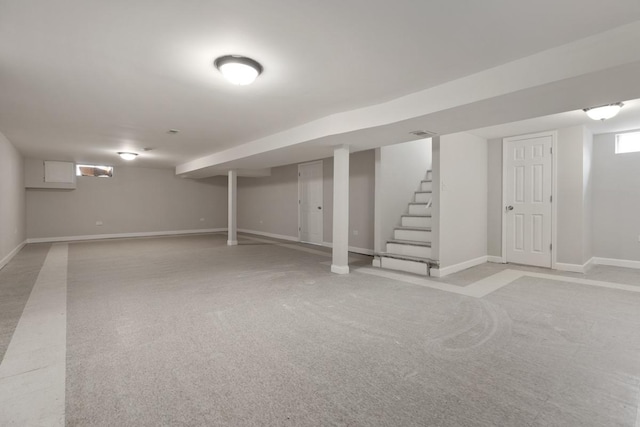 1367 Buffalo Ave, Calumet City, IL 60409 - below grade area with baseboards, stairs, and light carpet