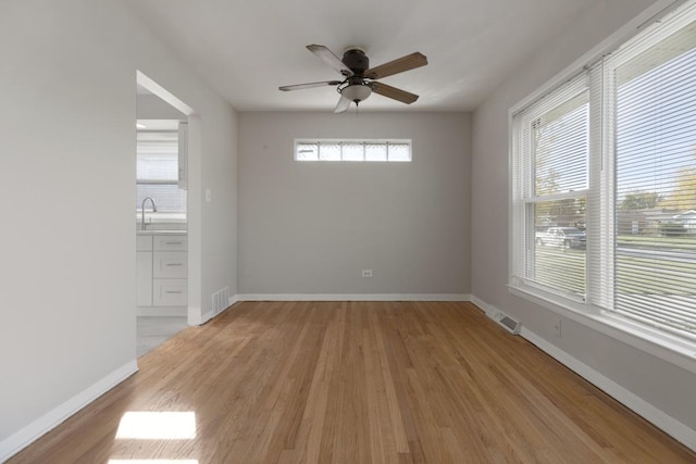 1367 Buffalo Ave, Calumet City, IL 60409 - spare room with ceiling fan, light wood-style floors, a sink, and baseboards
