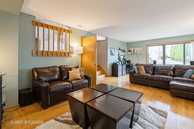 living room with light wood-type flooring