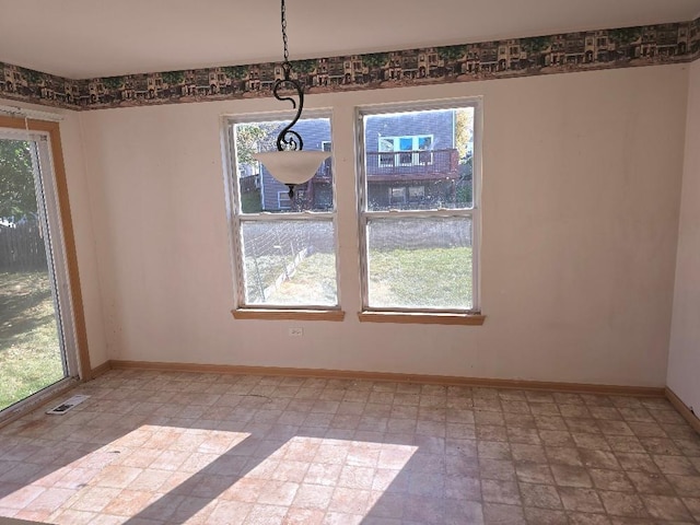 view of unfurnished dining area