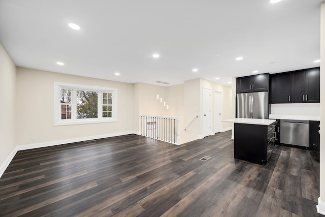 living room featuring dark hardwood / wood-style floors