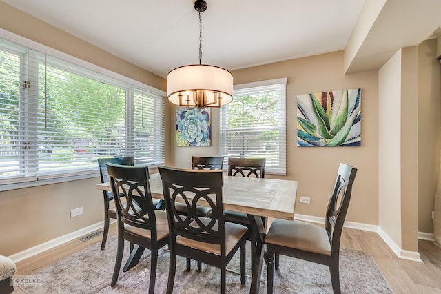 1019 N Webster St, Naperville, IL 60563 - dining room with light wood-style flooring, baseboards, and a chandelier