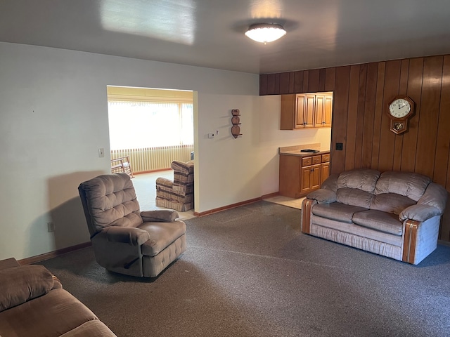 living room with carpet floors