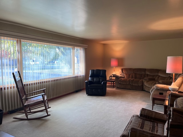 living room with carpet flooring