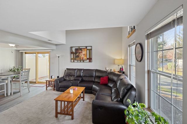 living room with light wood-type flooring