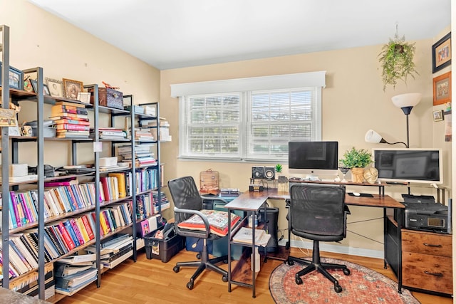 office area featuring light hardwood / wood-style flooring