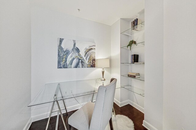 office area with dark hardwood / wood-style floors