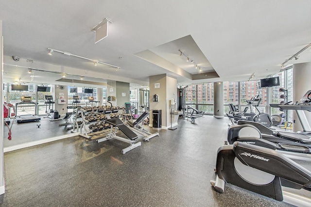 workout area featuring plenty of natural light