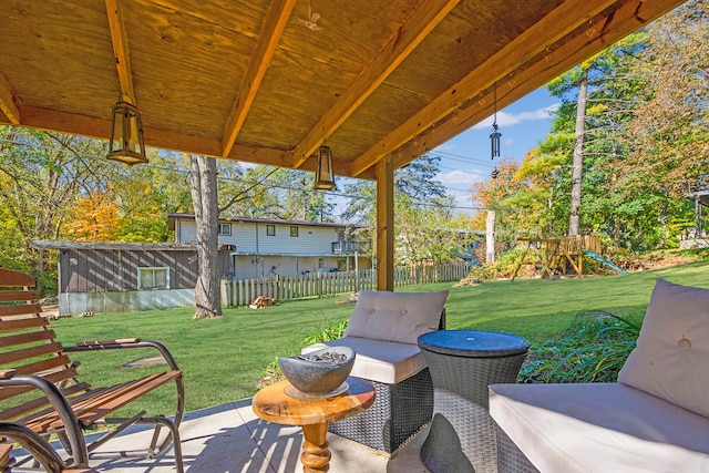 view of patio / terrace featuring a playground